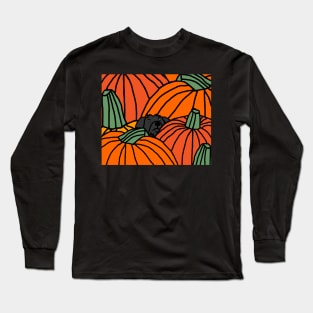 Pumpkin Patch with Cute Dog Ready for Halloween Long Sleeve T-Shirt